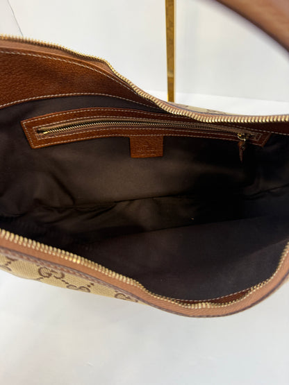 GUCCI GG Canvas Bamboo Ring Hobo Bag