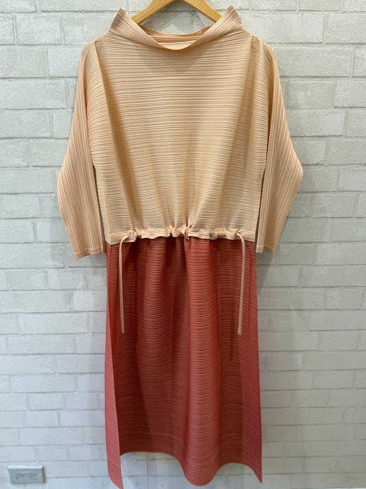 ISSEY MIYAKE PLEATS PLEASE LS Pleated Midi Dress/ L