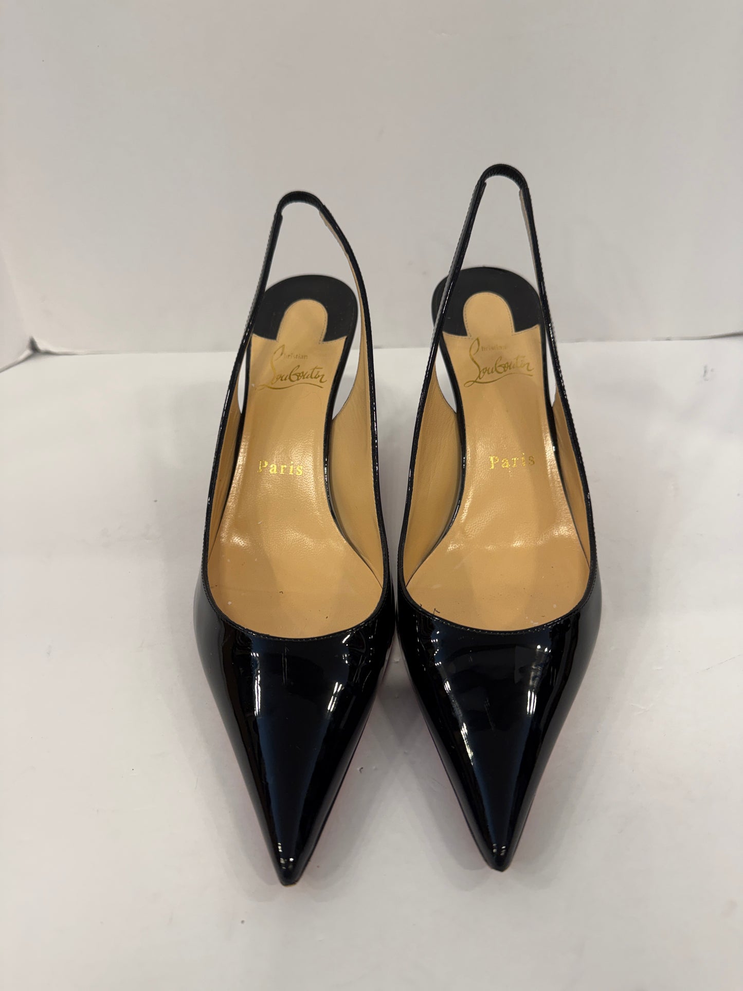 CHRISTIAN LOUBOUTIN Black Sling Back Patent Leather / US9.5-EU39.5