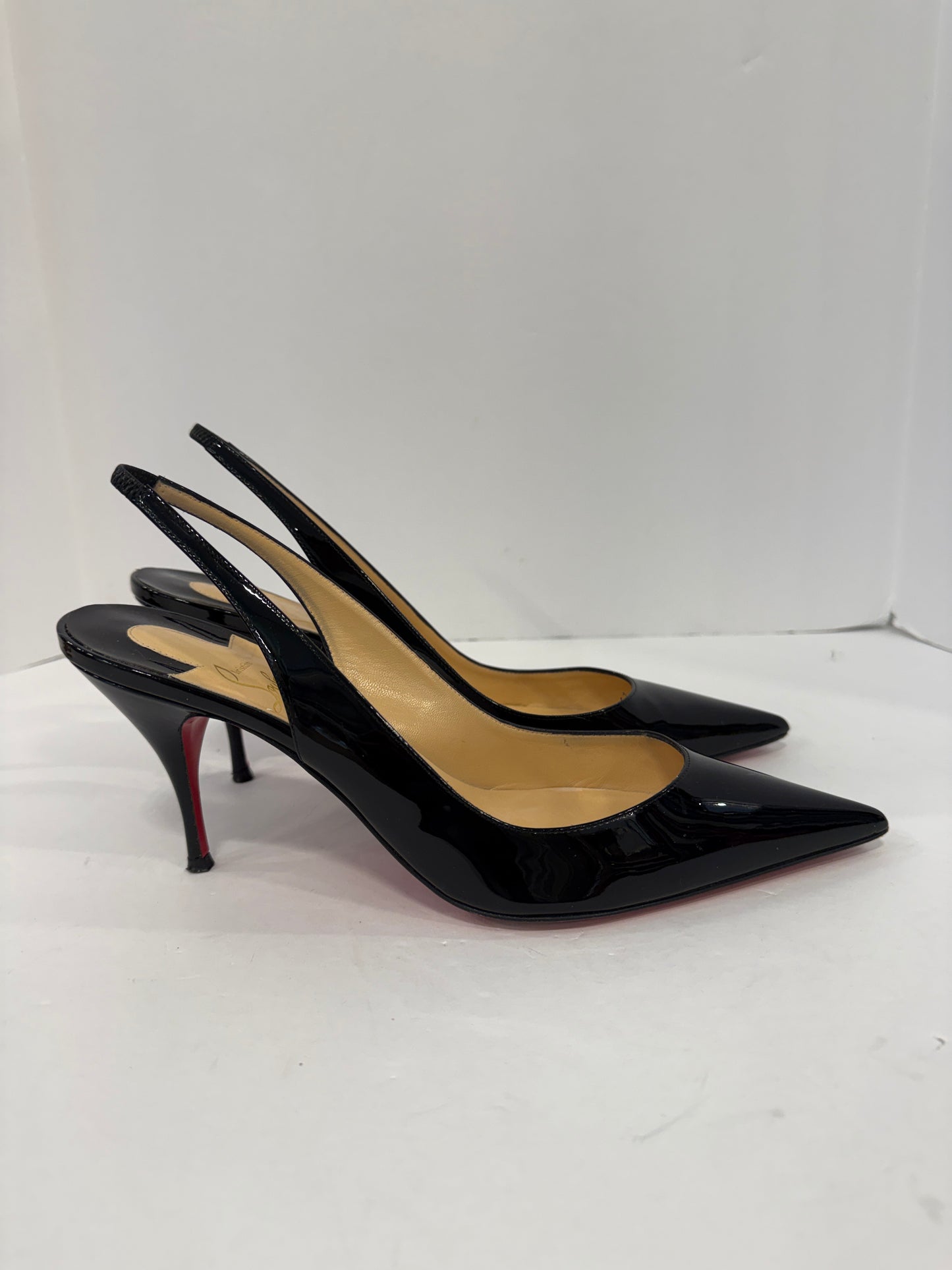 CHRISTIAN LOUBOUTIN Black Sling Back Patent Leather / US9.5-EU39.5