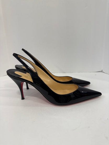 CHRISTIAN LOUBOUTIN Black Sling Back Patent Leather / US9.5-EU39.5