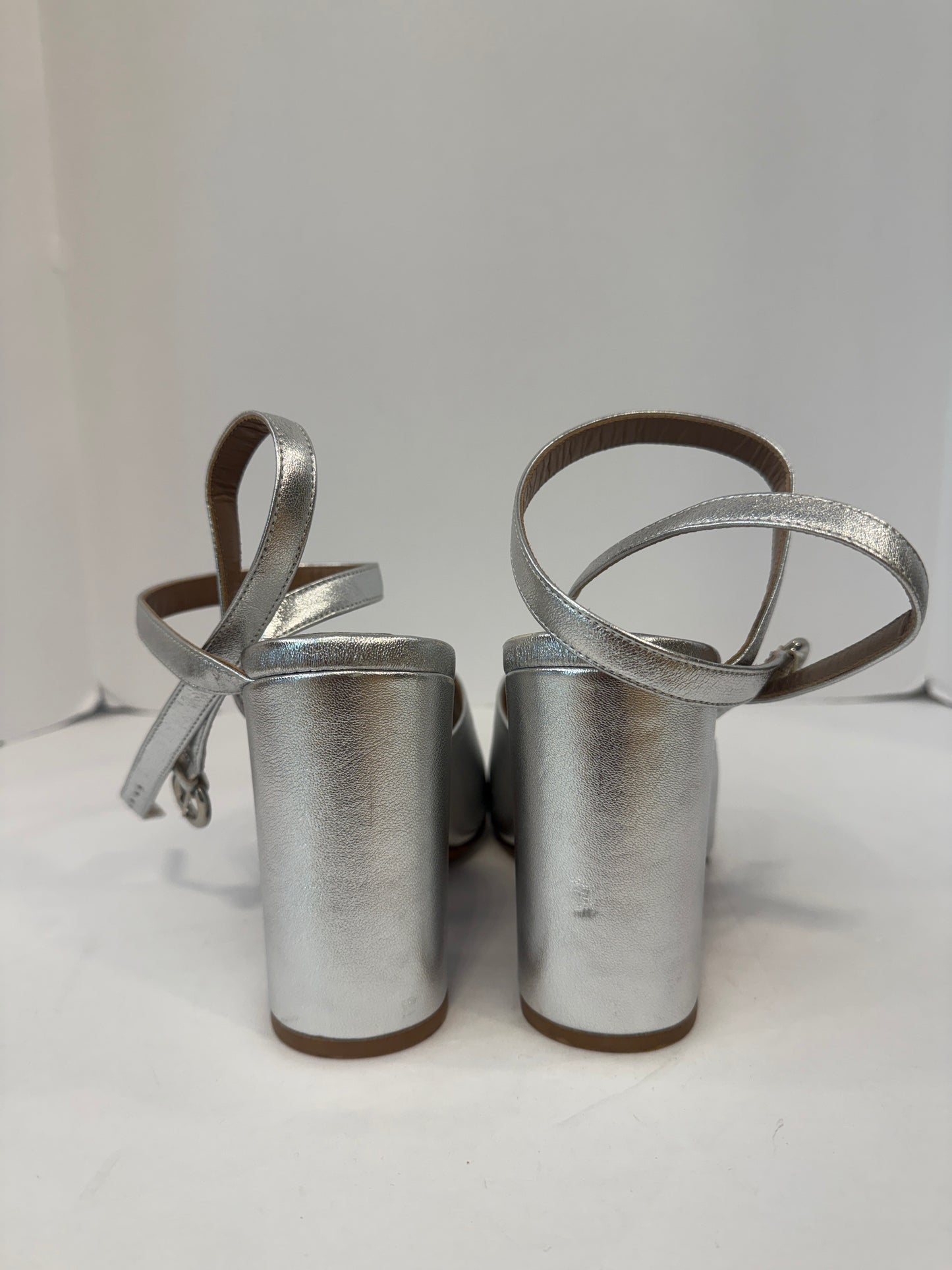 ALUMINAE Block Heels Silver Sandals/US8.5-EU39