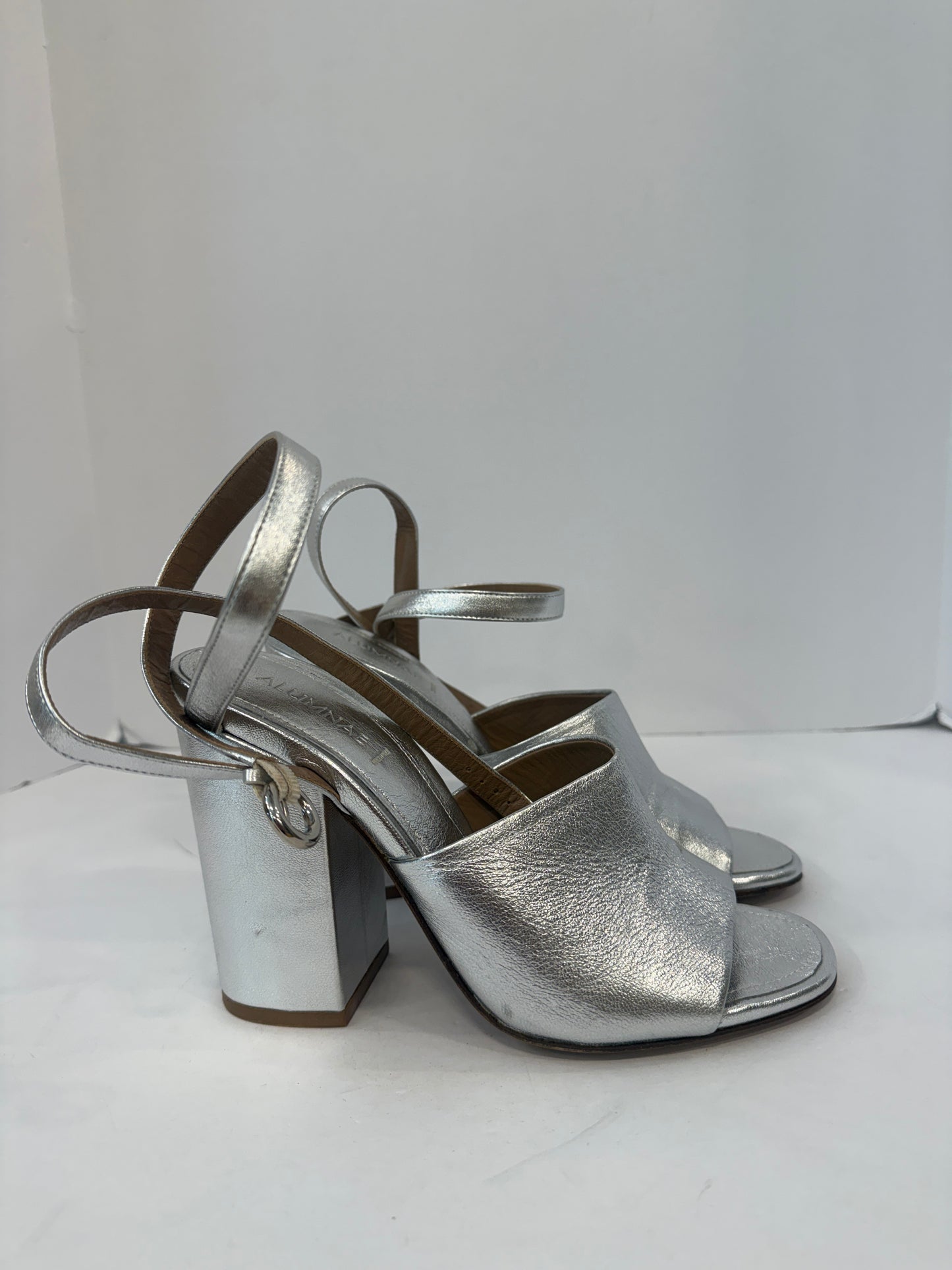 ALUMINAE Block Heels Silver Sandals/US8.5-EU39