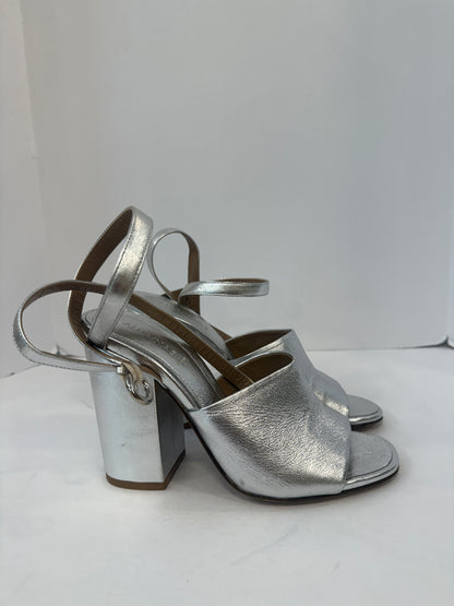 ALUMINAE Block Heels Silver Sandals/US8.5-EU39