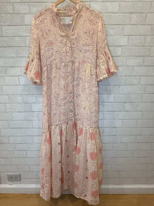 TEMPTATION POSITANO SS Cashmere Print Maxi Shirt Dress / S
