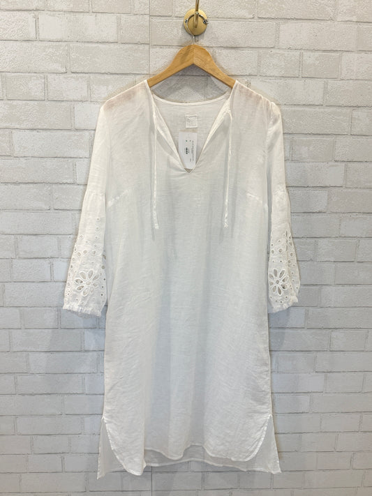 120% LINO Sleeves Embroidered Linen Cover Up / M-IT42