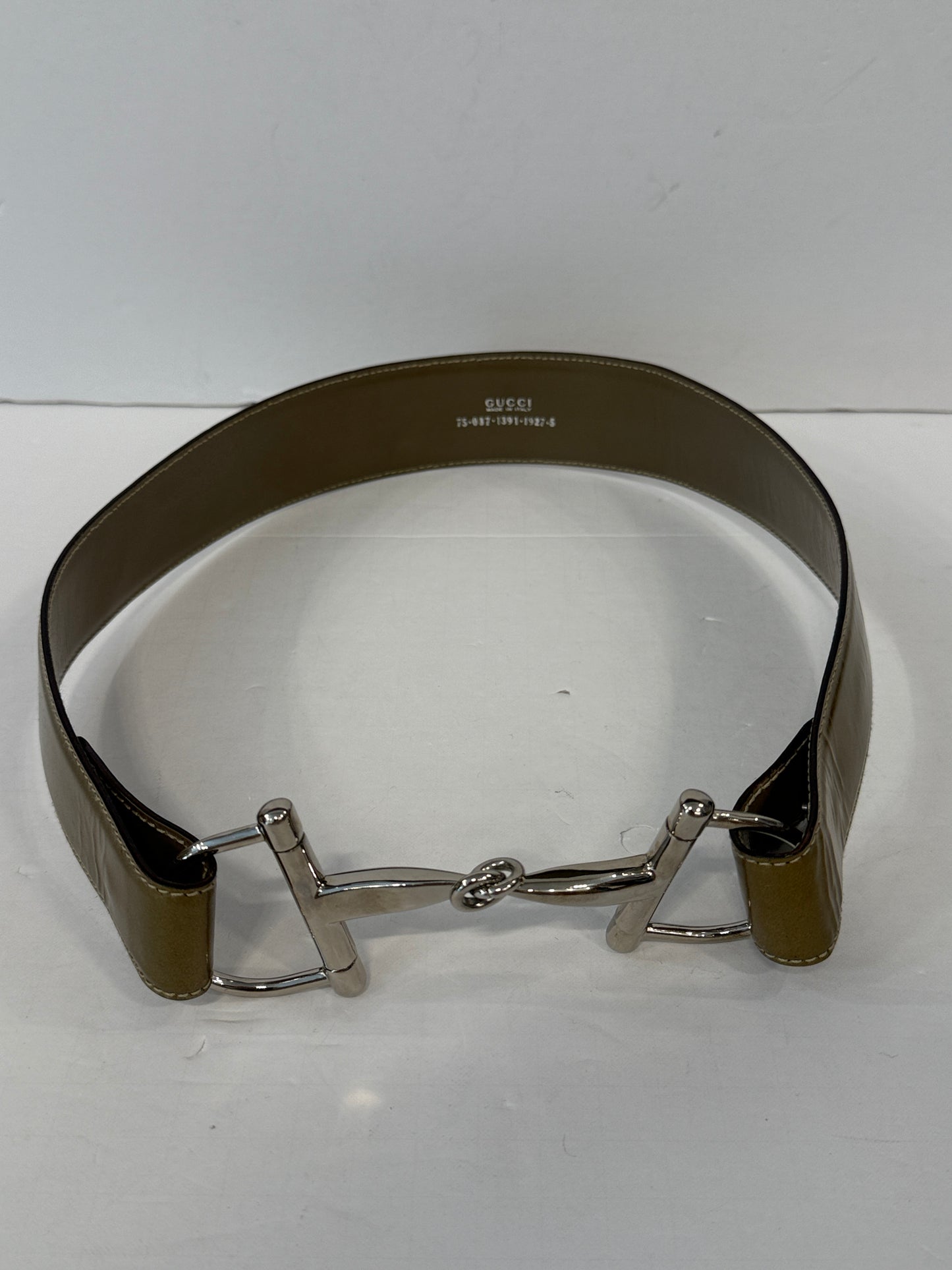 GUCCI Patent Leather Belt with Silver buckle / XS-75