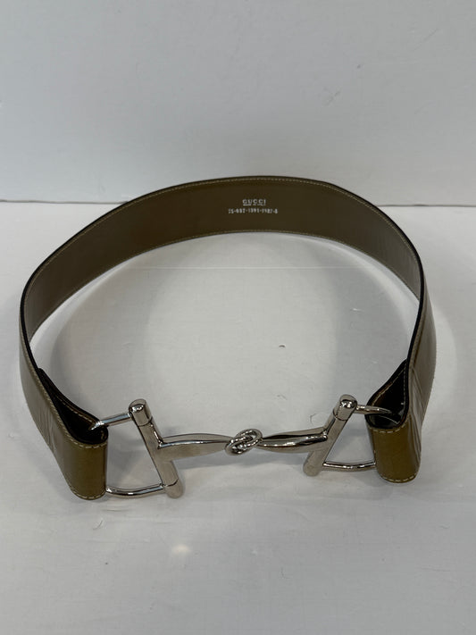 GUCCI Patent Leather Belt with Silver buckle / XS-75