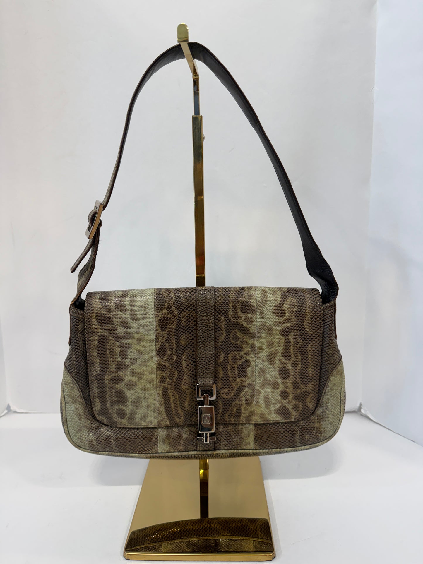GUCCI Vintage Jackie Bag by Tom Ford in Snake-Embossed Leather — Authentic Y2K Era Shoulder Bag