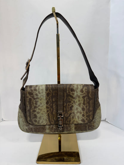 GUCCI Vintage Jackie Bag by Tom Ford in Snake-Embossed Leather — Authentic Y2K Era Shoulder Bag