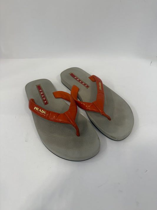 PRADA Patent Leather Flip Flop Sandals / US5