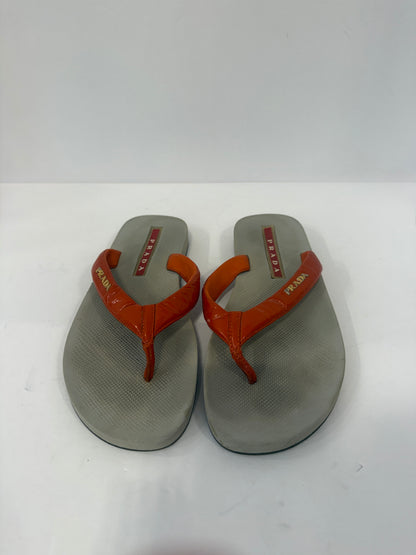PRADA Patent Leather Flip Flop Sandals / US5