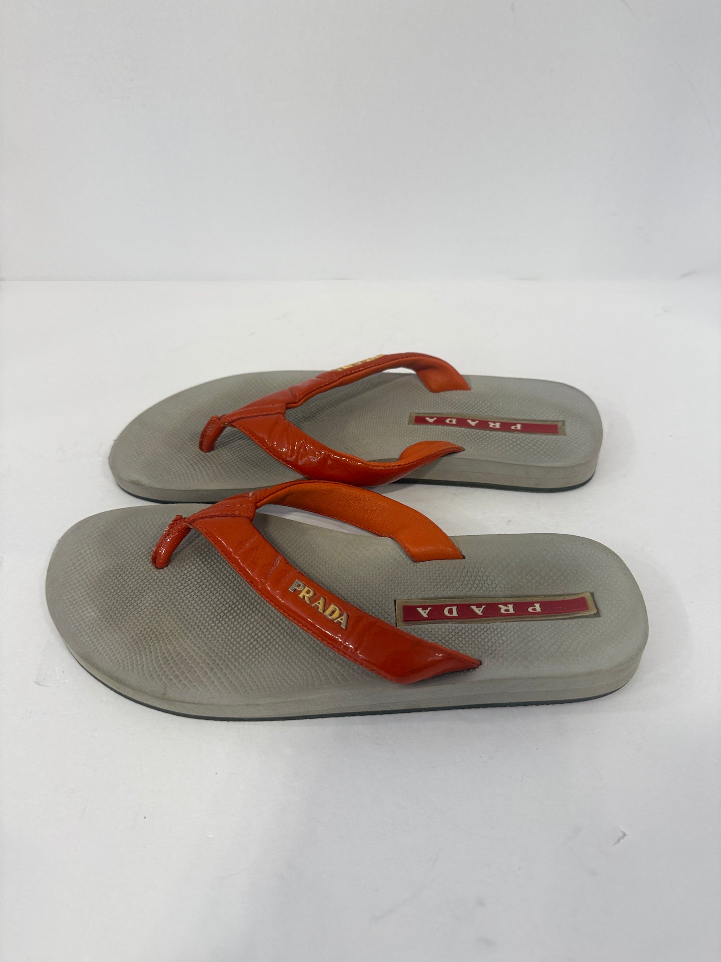 PRADA Patent Leather Flip Flop Sandals / US5