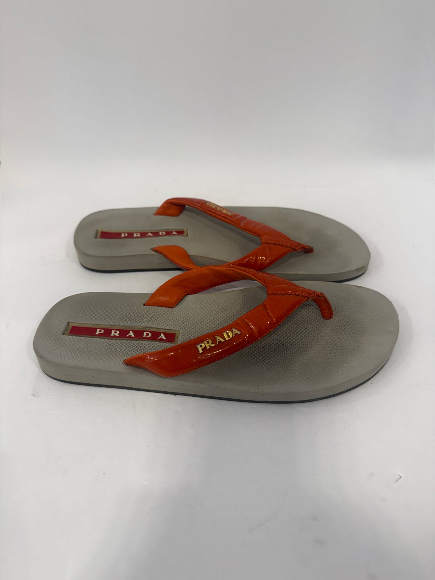 PRADA Patent Leather Flip Flop Sandals / US5
