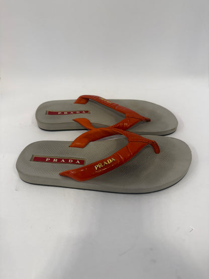 PRADA Patent Leather Flip Flop Sandals / US5