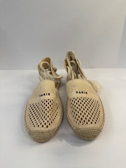 DIOR Granville Espadrille Flats in Mesh Canvas with Ankle Tie — Authentic Pre-Owned | Size EU 40 / US 9