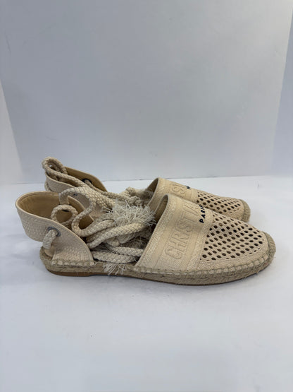 DIOR Granville Espadrille Flats in Mesh Canvas with Ankle Tie — Authentic Pre-Owned | Size EU 40 / US 9