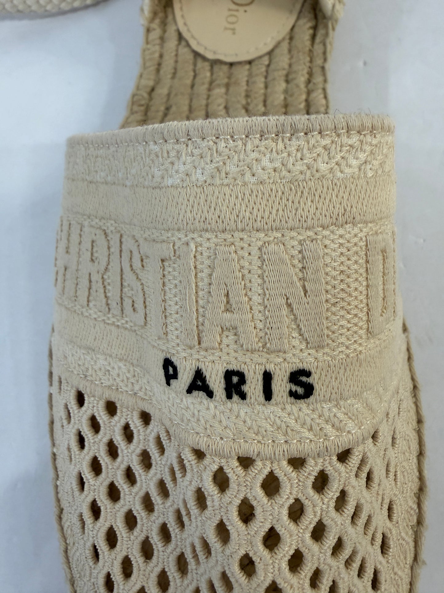 DIOR Granville Espadrille Flats in Mesh Canvas with Ankle Tie — Authentic Pre-Owned | Size EU 40 / US 9