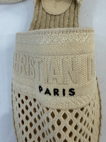 DIOR Granville Espadrille Flats in Mesh Canvas with Ankle Tie — Authentic Pre-Owned | Size EU 40 / US 9