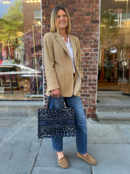 DIOR Book Tote Medium in Blue Mizza Leopard Embroidery — Authentic Pre-Owned | Maria Grazia Chiuri