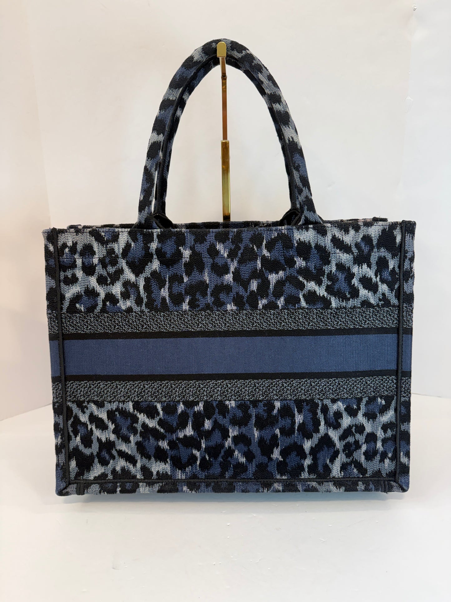 DIOR Book Tote Medium in Blue Mizza Leopard Embroidery — Authentic Pre-Owned | Maria Grazia Chiuri