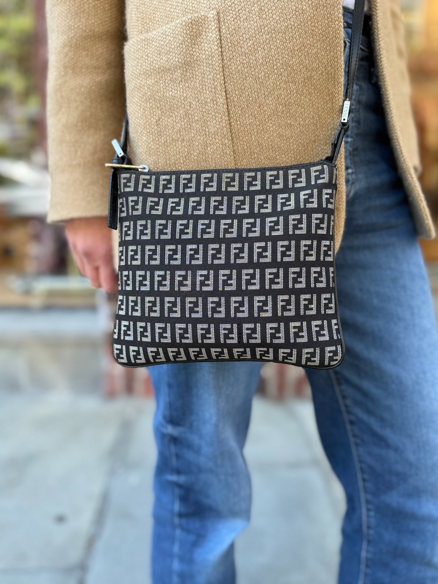 FENDI Zucchino Small Crossbody Monogram Bag