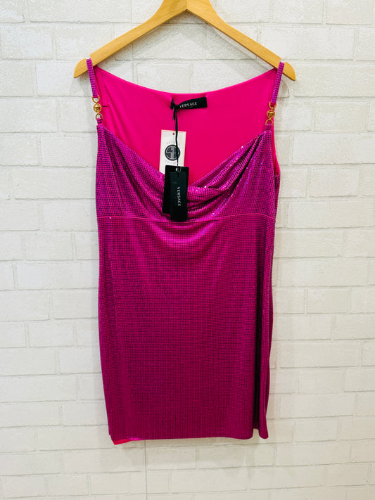 VERSACE NWT disc-embellishment mini Dress / L-IT44
