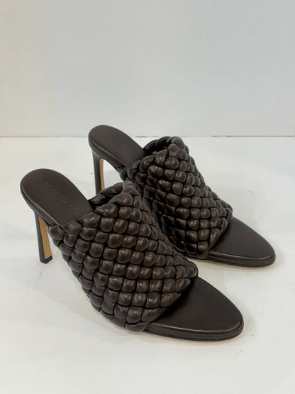 BOTTEGA VENETA Leather HHeels Intreccito Slip On Sandals/US6.5-36.5