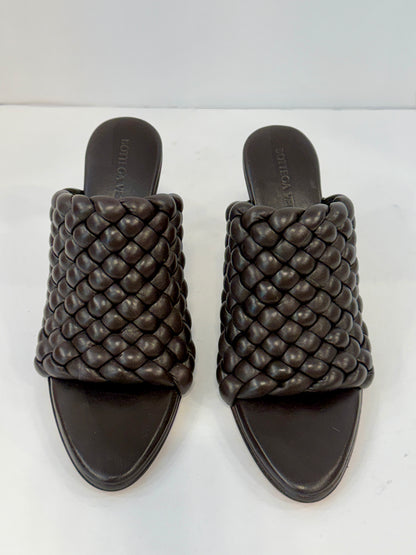 BOTTEGA VENETA Leather HHeels Intreccito Slip On Sandals/US6.5-36.5