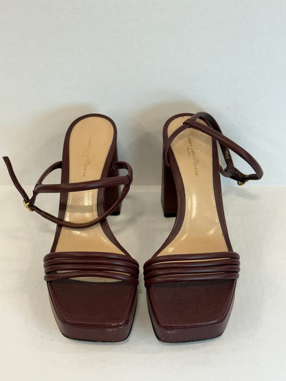 GIANVITTO ROSSI  Leather Lena Block Heel Platform Sandals/ US9.5-EU40