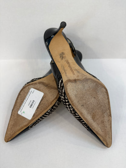 MANOLO BLAHNIK Leather & Pony hair Carolyne Kitty Heels Slingback/US8.5-EU39