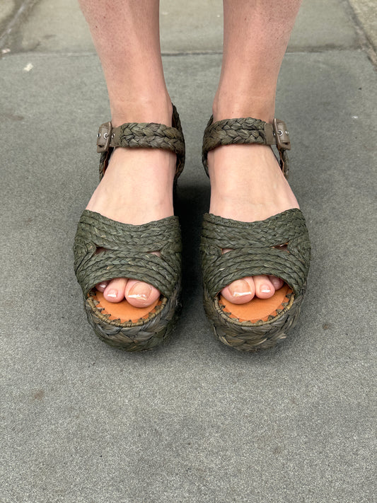 CLERGERIE Raphia Platform Sandals/US9.5-EU40
