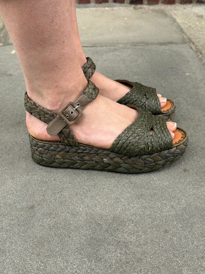 CLERGERIE Raphia Platform Sandals/US9.5-EU40