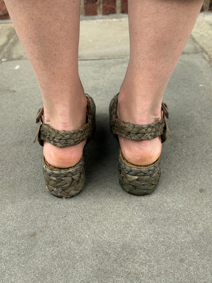 CLERGERIE Raphia Platform Sandals/US9.5-EU40