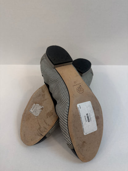 CHANEL Cap-Toe Ballet Flat in Striped Gros Grain/US8-EU39