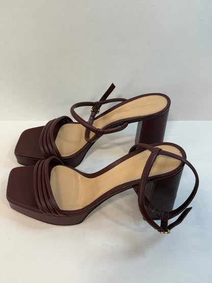 GIANVITTO ROSSI  Leather Lena Block Heel Platform Sandals/ US9.5-EU40