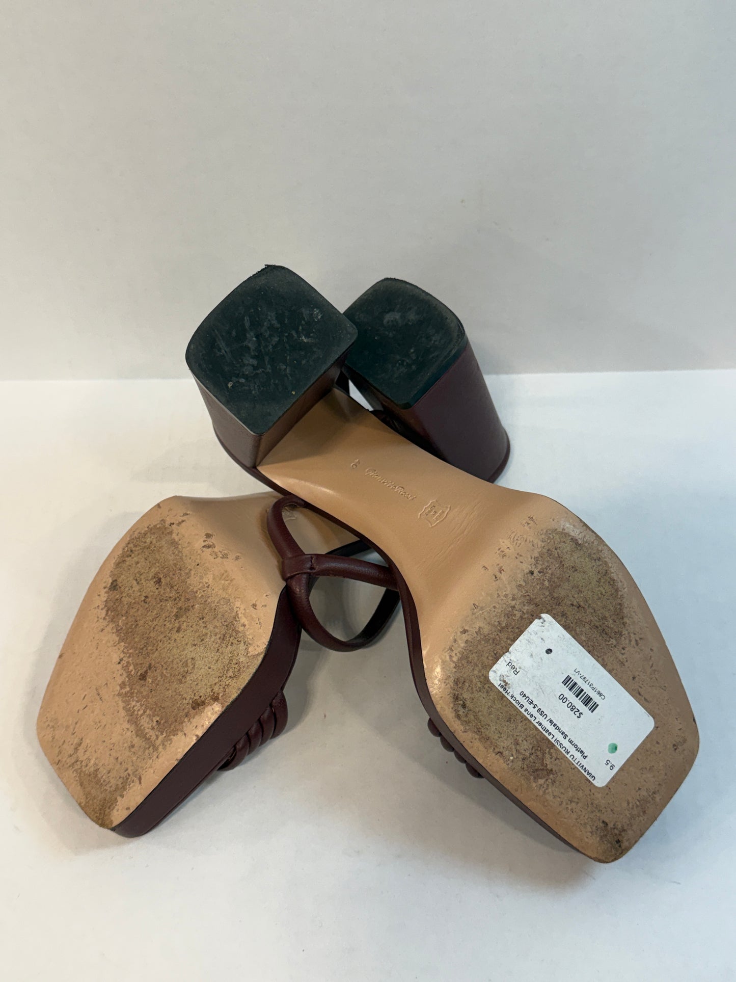 GIANVITTO ROSSI  Leather Lena Block Heel Platform Sandals/ US9.5-EU40