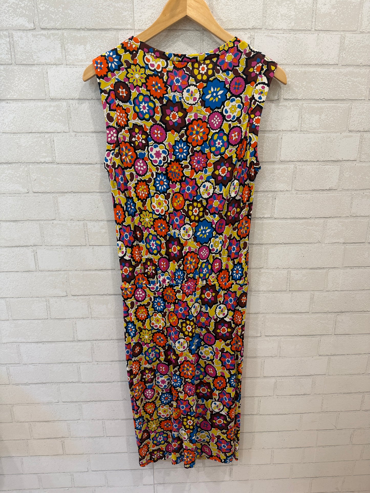 EMILIO PUCCI Silk Sleeveless  Floral Print Shift Midi Dress/ M-US8