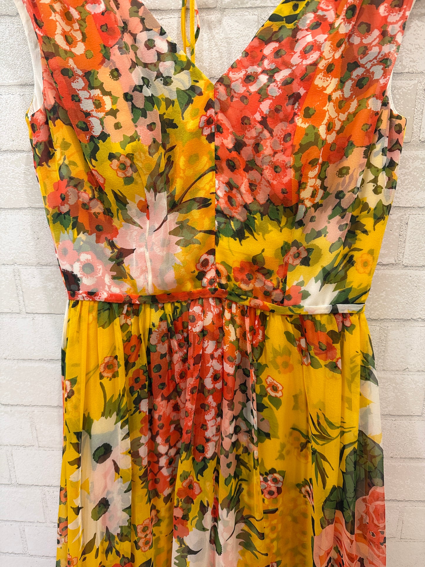 CAROLINA HERRERA NWT Silk Printed V Neck Midi Dress / M-US8