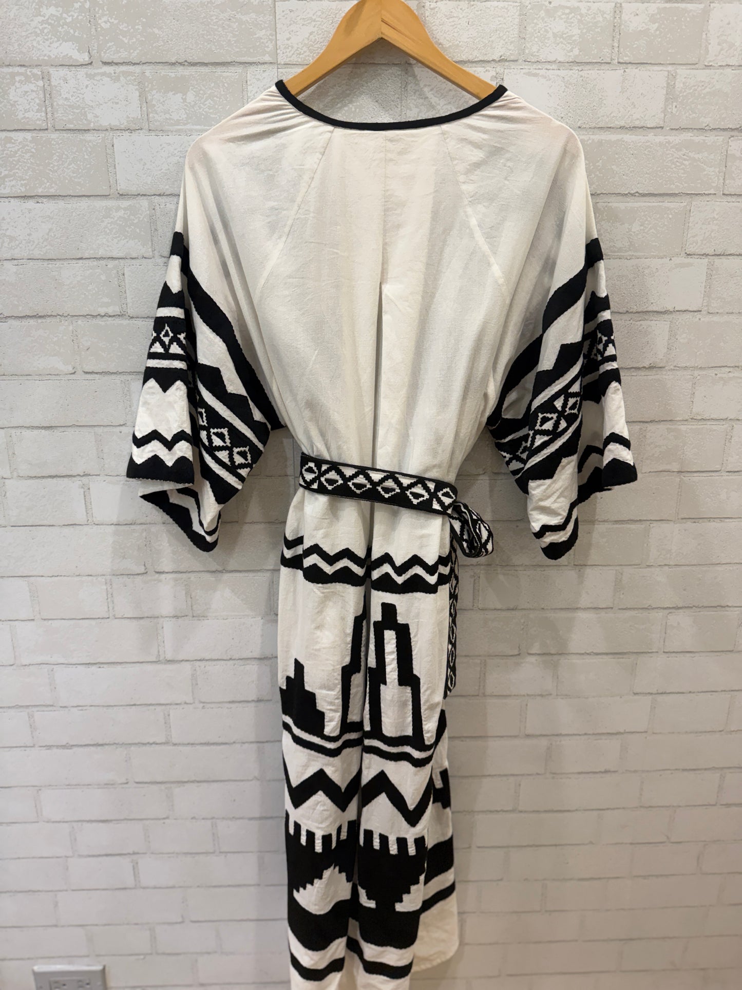 ERES Plume Cotton Embroidered Belted Midi Dress
