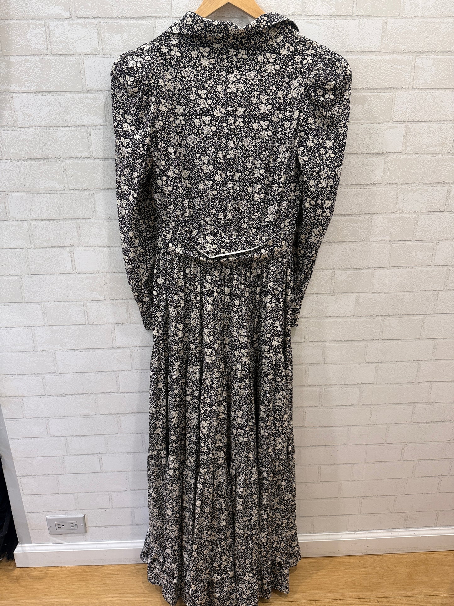 CO LS Silk Liberty Print Belted  Maxi Shirt Dress / M
