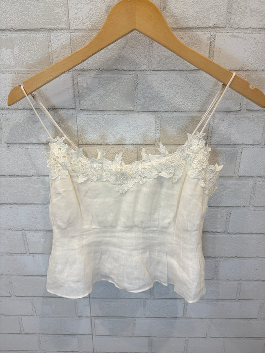 CAMI NYC Linen Peplum Lace Trim Cami/XS-US0