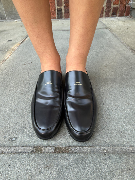 TOTEME NWT Polished Leather Loafers in Black — Authentic Pre-Owned | Quiet Luxury | EU36- US6