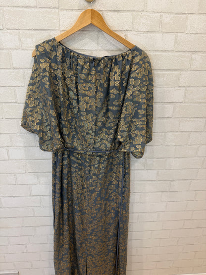 LAFAYETTE 148 NWT Blue Gold Metalic Long Dress / Size US10 - L