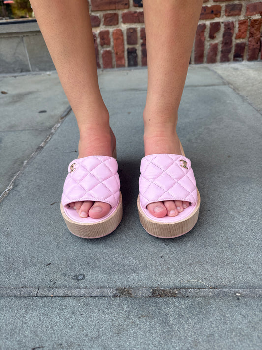 CHANEL Wood Sandals/ 6-EU37