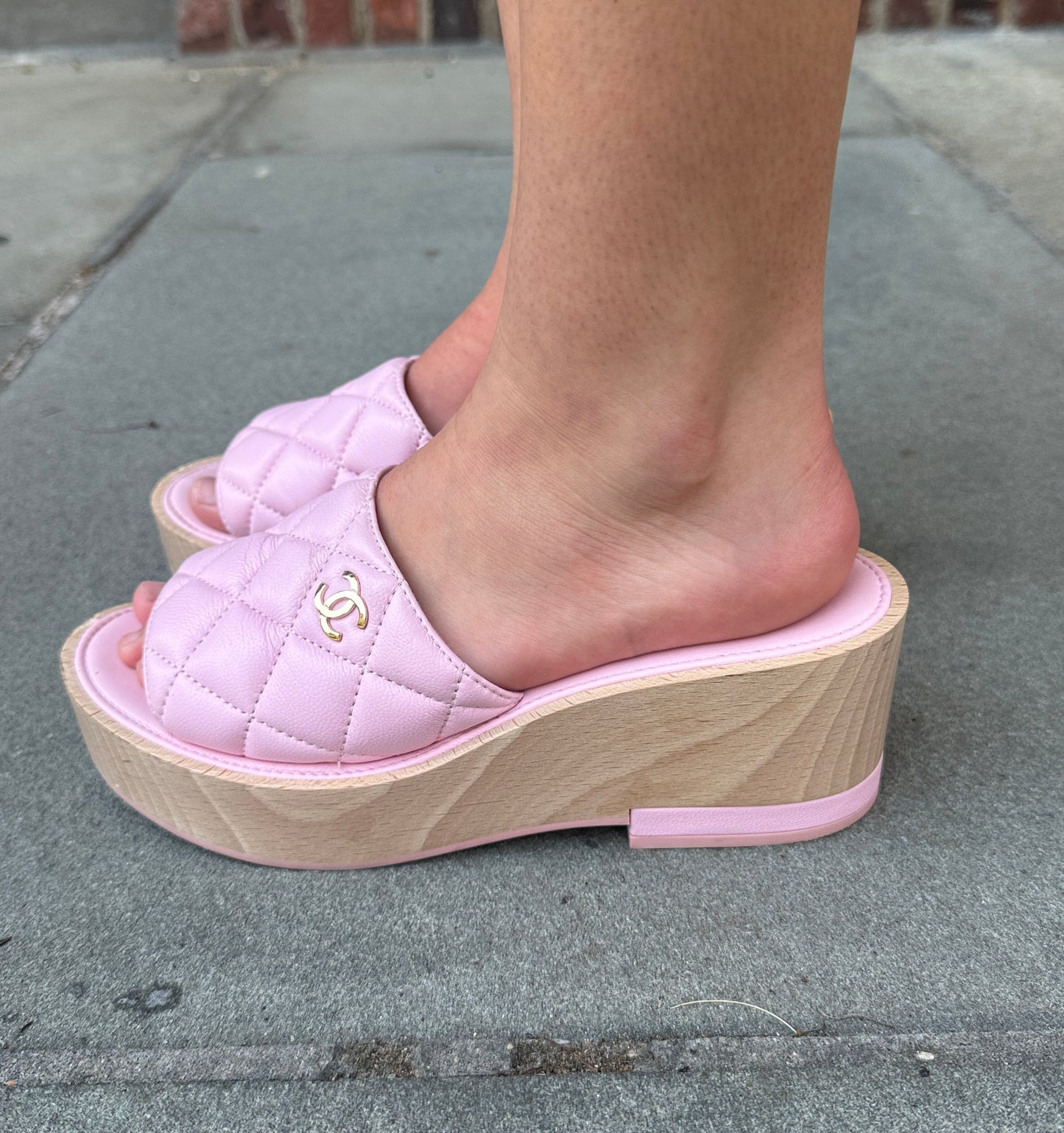 CHANEL Quilted CC Platform Slides in Pink Lambskin — Authentic Pre-Owned | US6.5-EU37