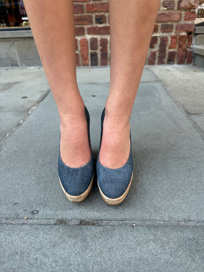 STUART WEITZMAN Corkswoon Navy Denim / US5