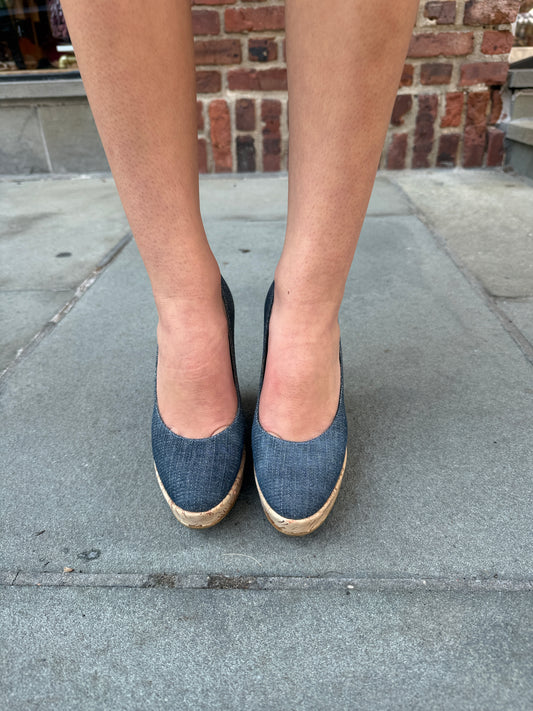 STUART WEITZMAN Corkswoon Navy Denim / US5