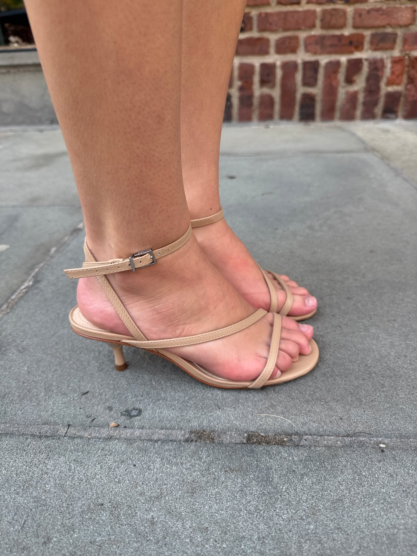 SCHUTZ Leather Mini Heels Sandals/5-EU36