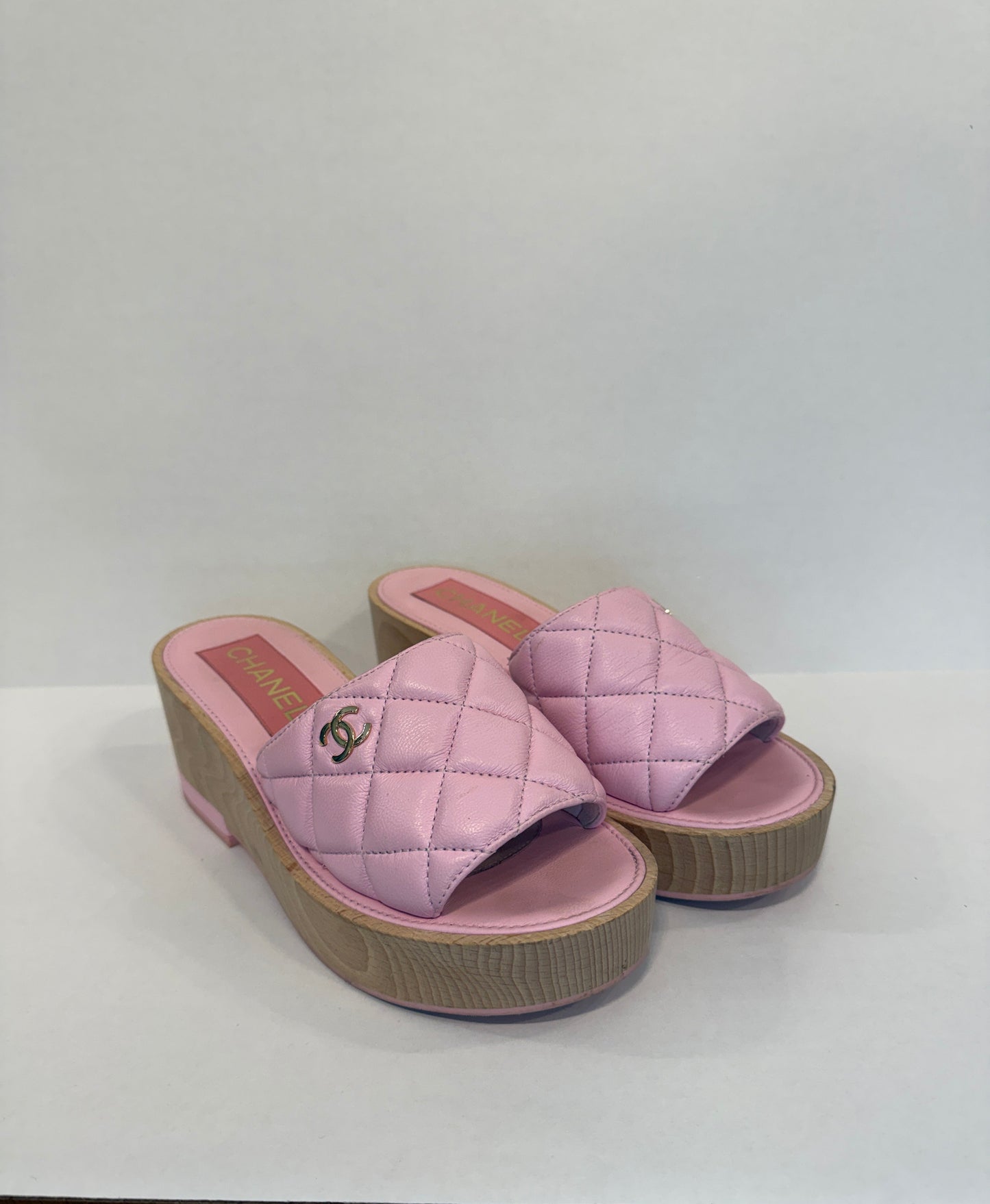 CHANEL Quilted CC Platform Slides in Pink Lambskin — Authentic Pre-Owned | US6.5-EU37